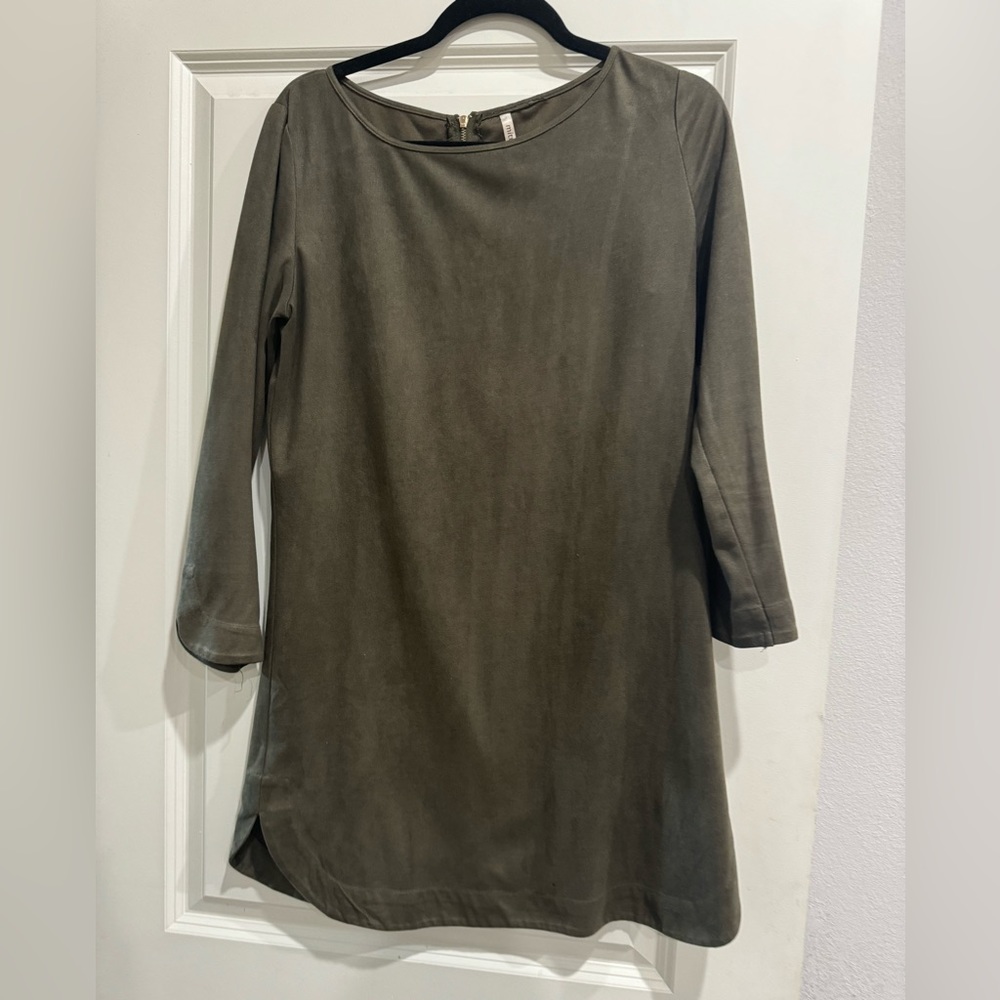 Polyester Dark Green Long Sleeve Dress - Medium